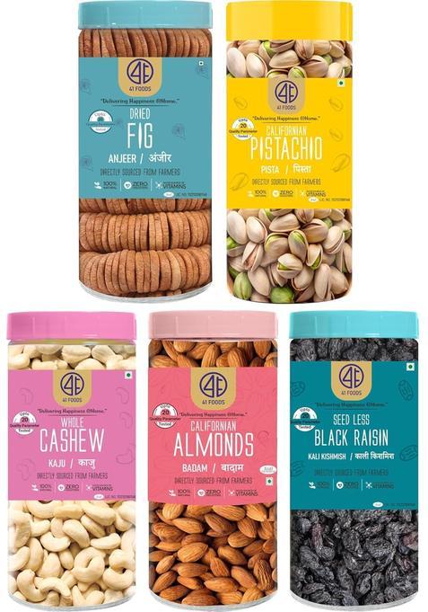 41 Foods Premium Dry Fruits Combo of Almonds Black Raisins Cashews Figs and Pistachios