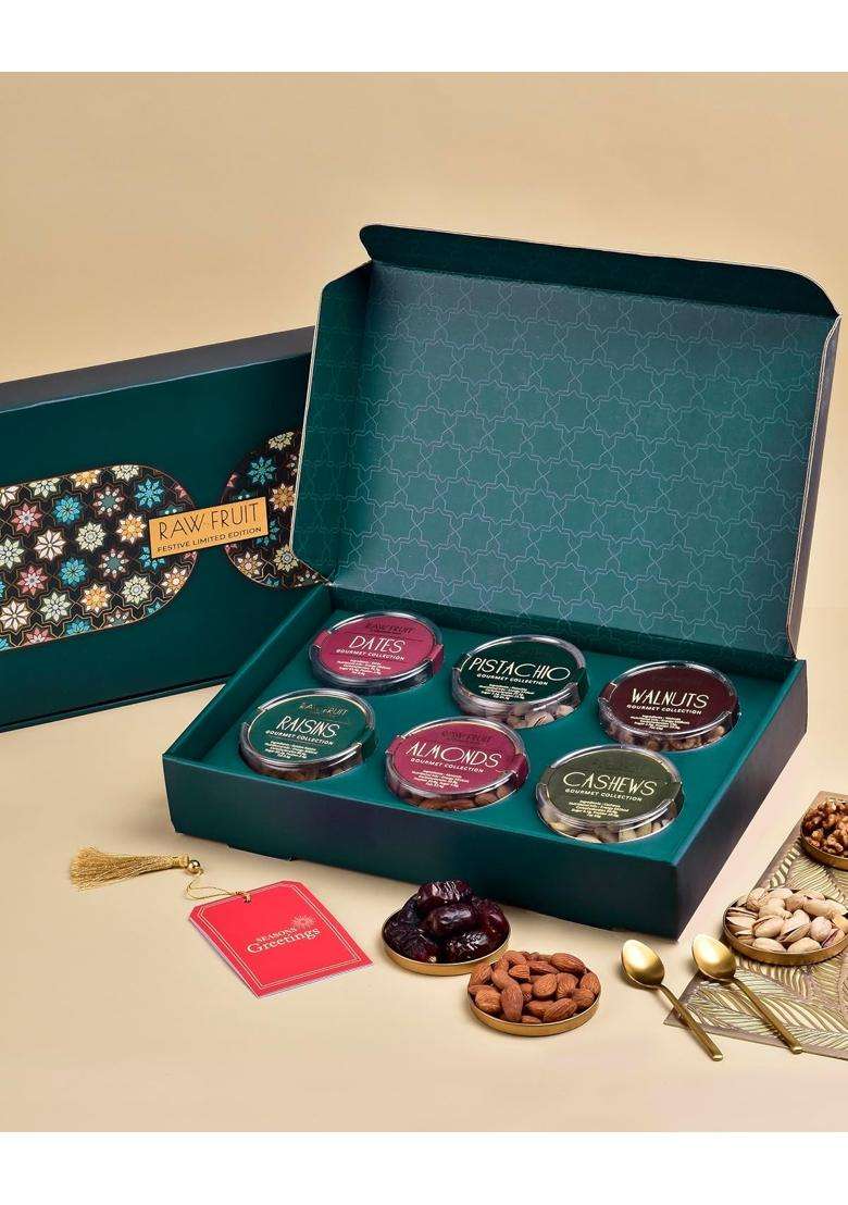 Hyperfoods Dry Fruits Combo Pack Dry Fruits and Nuts Mixed Dryfruits and Nuts Dry Fruit Gift Hamper Pack of 6 - Indya