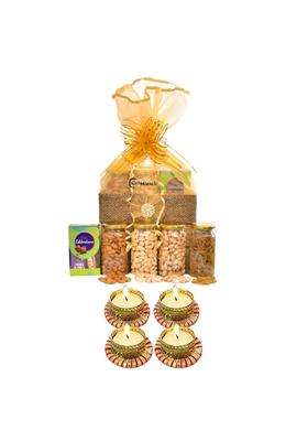 Nutri Miracle Diwali Gift Hamper with Diya for Office Staff Dry Fruits Gift Pack with Greeting Card