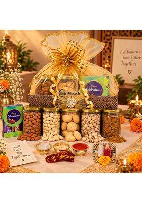 Nutri Miracle Bhaidooj Tilak Kit and Assorted Dry Fruits Gift Hamper