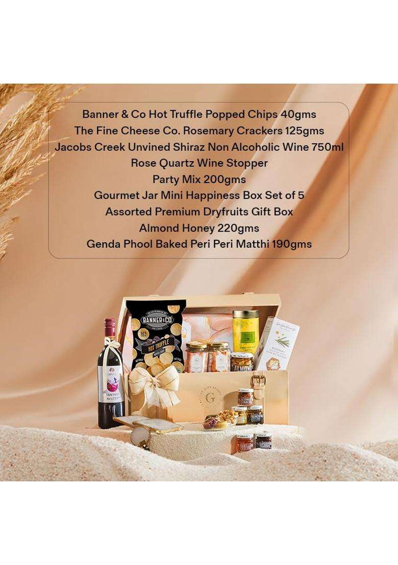 The Gift Studio COM Luxe Gourmet Hamper with Jacobs Creek Unvined Shiraz 750ML - Indya