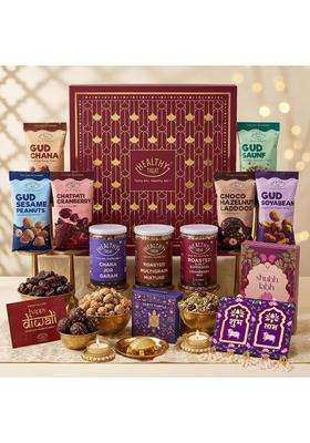 Healthy Treat Diwali Dhamaka Gift Hamper Premium Festive Gift Box with Healthy Roasted Snacks