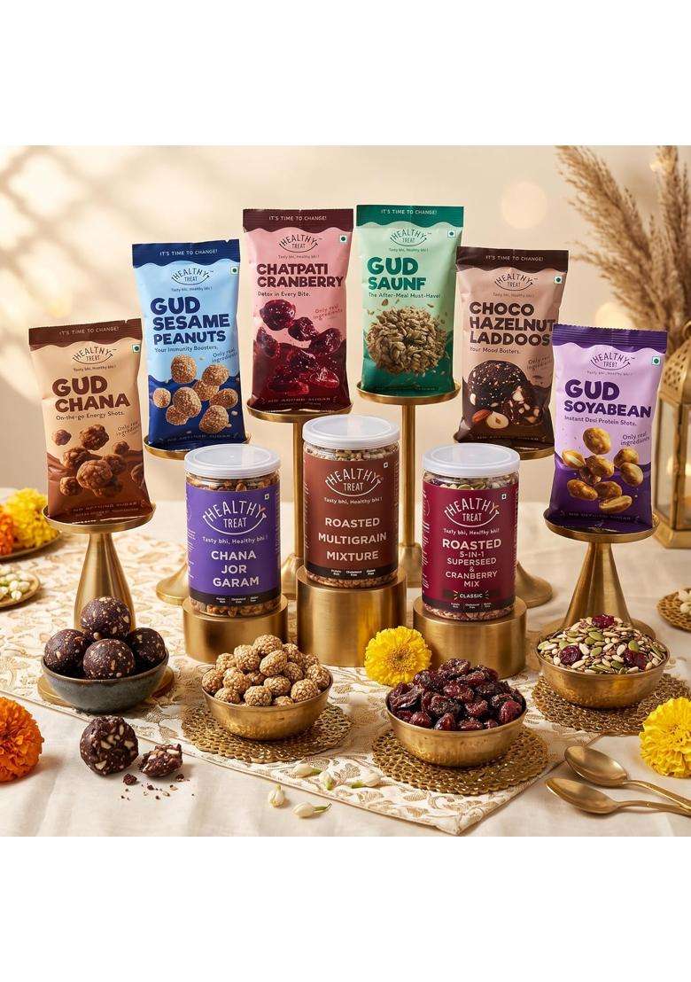Healthy Treat Diwali Dhamaka Gift Hamper Premium Festive Gift Box with Healthy Roasted Snacks - Indya