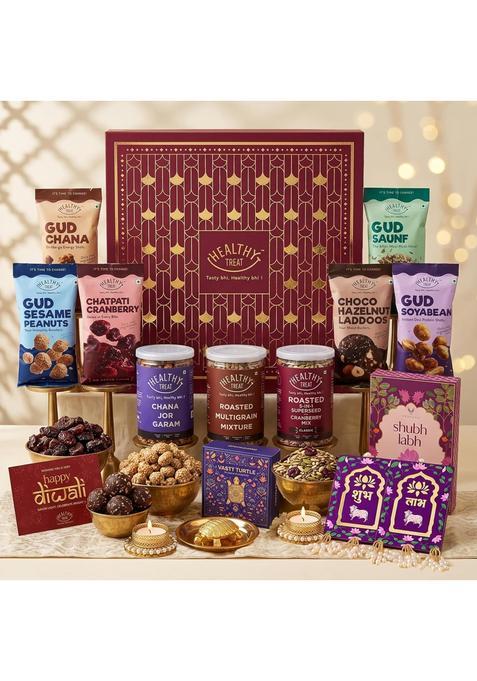 Healthy Treat Diwali Dhamaka Gift Hamper Premium Festive Gift Box with Healthy Roasted Snacks