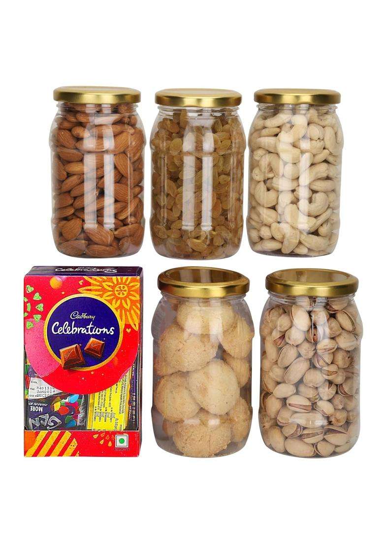 Nutri Miracle Rakhi Gift Hamper for Brother and Bhabhi Dry Fruits Pack - Indya