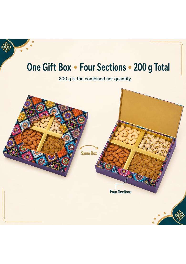Leeve Birthday Dry Fruit and Nut Gift Hamper with Cashews Almonds Salted Pistachios and Golden Raisins - Indya