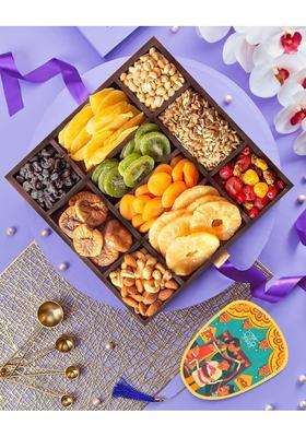 Hyperfoods Rawfruit Dry Fruit Gift Pack Tropical Fruits Dark Wood Gift Hamper