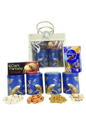 Nutri Miracle Diwali Gift Hamper with Jute Carry Bag and Tin Jar for Family and Friends