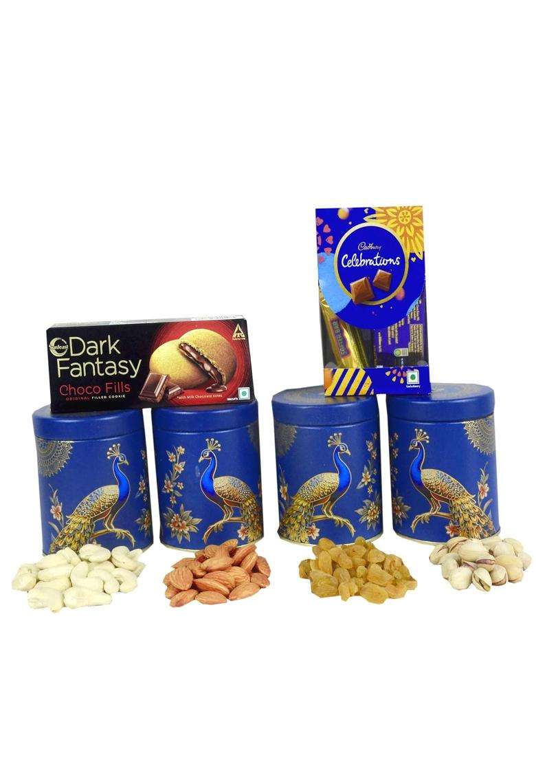 Nutri Miracle Diwali Gift Hamper with Jute Carry Bag and Tin Jar for Family and Friends - Indya
