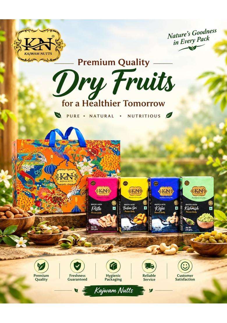 Kajwam Nutts Royal Delight 1KG Exquisite Dry Fruits Gift Hamper for Festive Moments Family Gatherings - Indya
