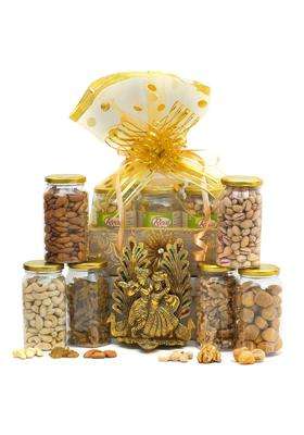 VT REAL Nutri Dawali Dry Fruits and Radha Krishna Ji Show Piece Gift Hamper Gift Pack Basket Hamper Box