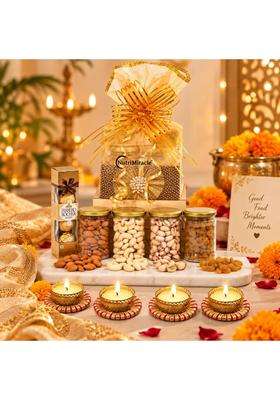 Nutri Miracle Dry Fruits Chocolate Nuts Hamper Family Guests Corporate Gift with Diwali Greeting Card