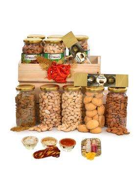 Nutri Miracle Dry Fruits Chocolates and Tilak Kit Hamper for Bhaidooj Thoughtful Gift for Brother