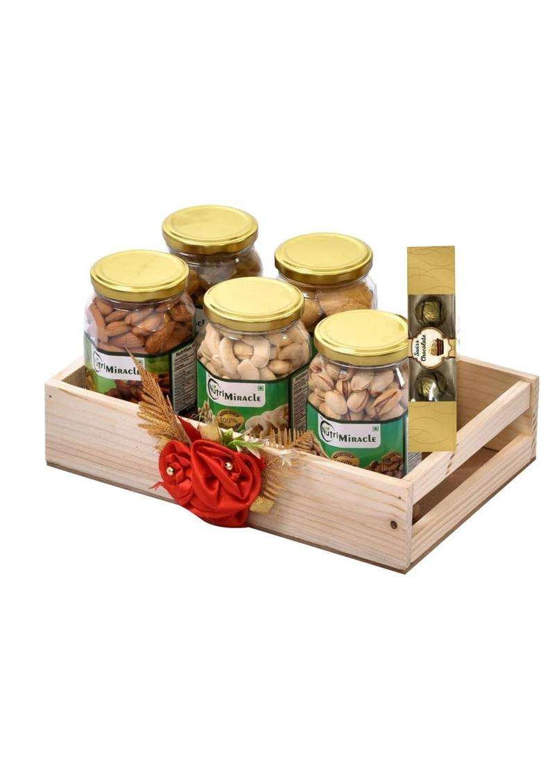 Nutri Miracle Dry Fruits Chocolates and Tilak Kit Hamper for Bhaidooj Thoughtful Gift for Brother - Indya