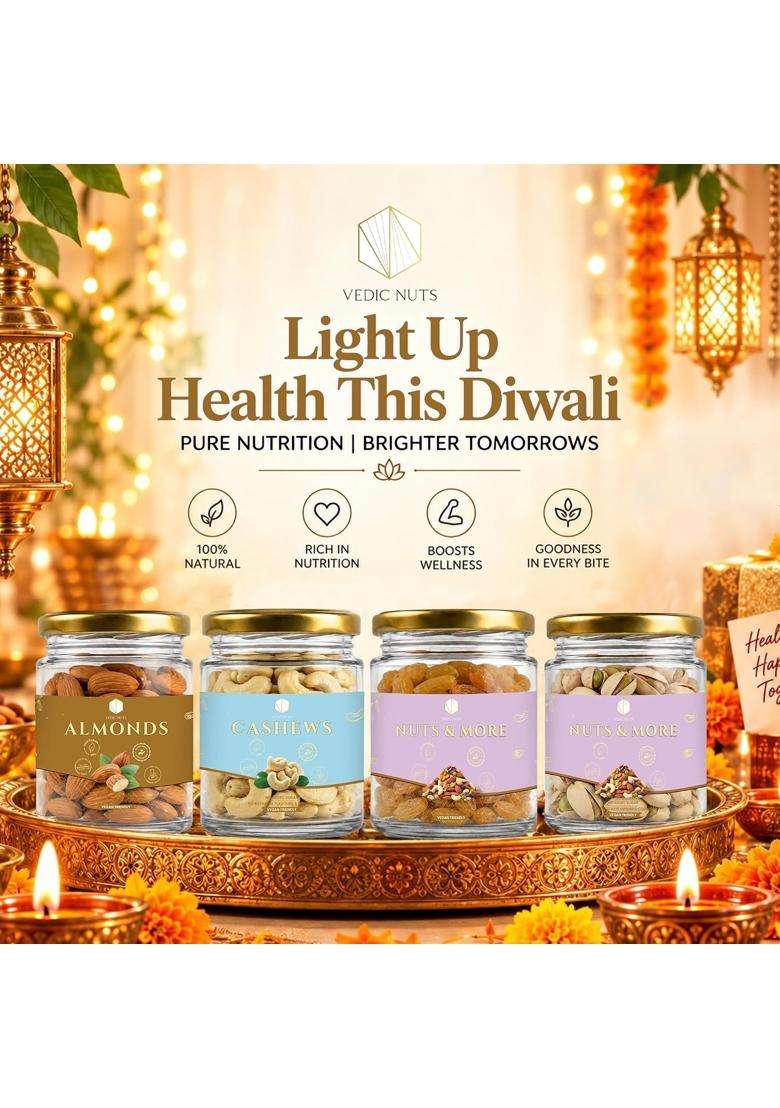 Vedic Nuts Dry Fruits Gift Box 800G Premium Gift Hamper for Every Occasion - Indya