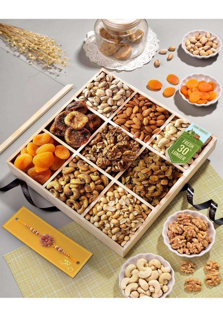 Hyperfoods Rakhi Gift Hamper for Brother Rakhi Gift Set Dry Fruits Combo Pack Rakhi for Brother with Gift - Indya