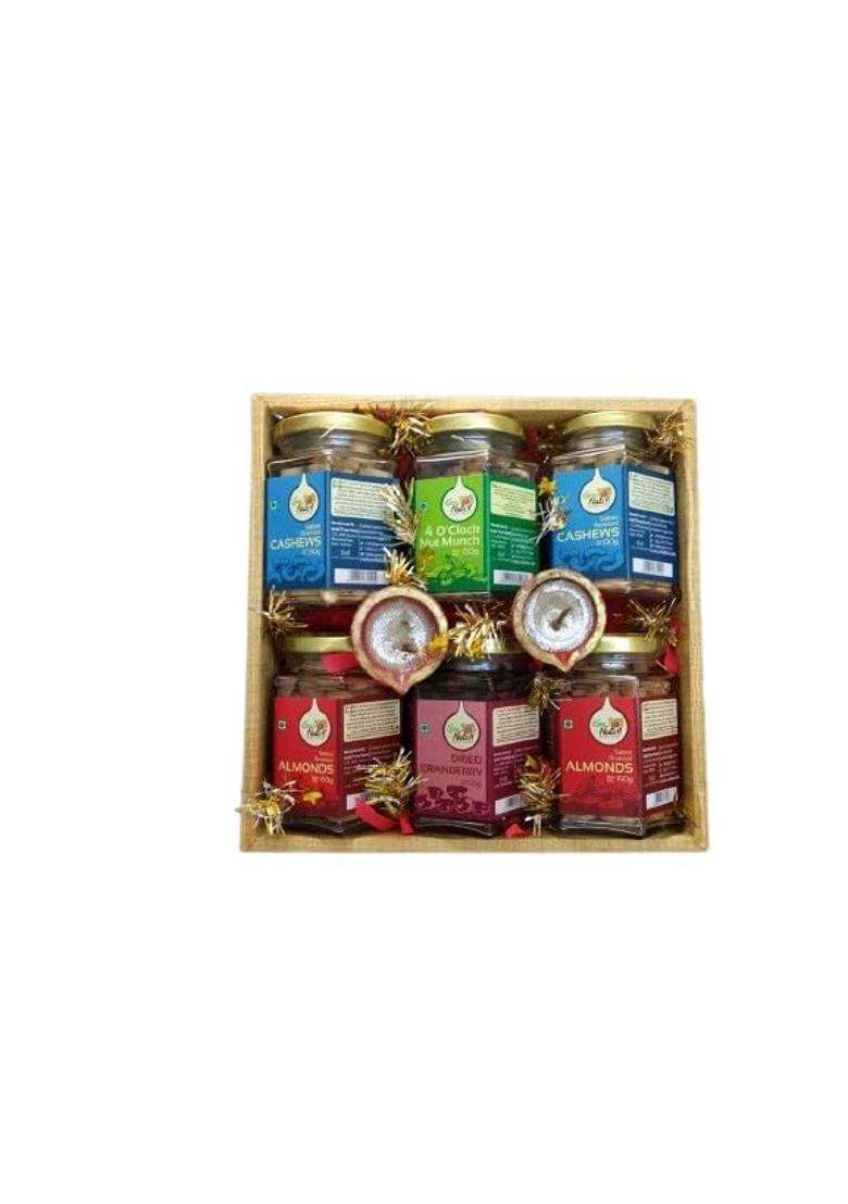 Multicolor Mothers Day Gourmet Dry Fruits Combo Pack Gift Hamper Salted Roasted Cashews Almonds - Indya