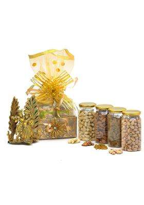 VT REAL Nutri Dry Fruits and Nut and Radha Krishna Ji Show Piece Gift Pack Basket Hamper for Diwali