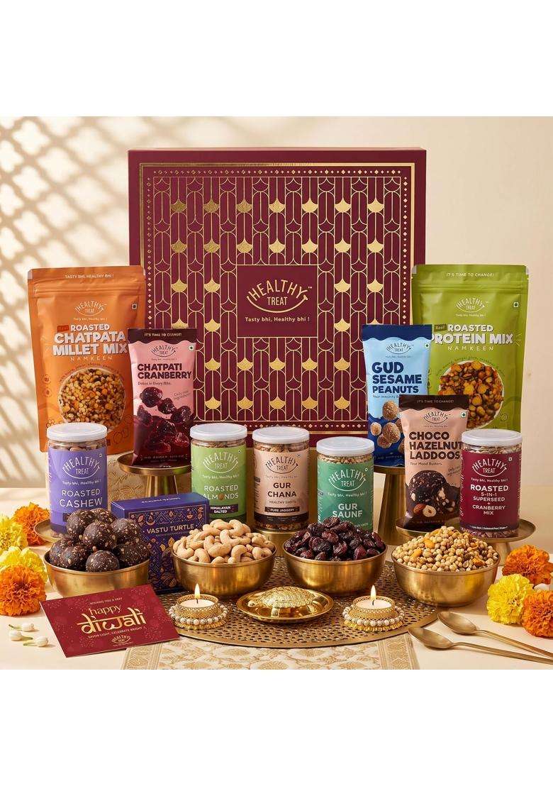 Healthy Treat Diwali Magic Gift Hamper Premium Festive Gift Box with Healthy Roasted Snacks - Indya