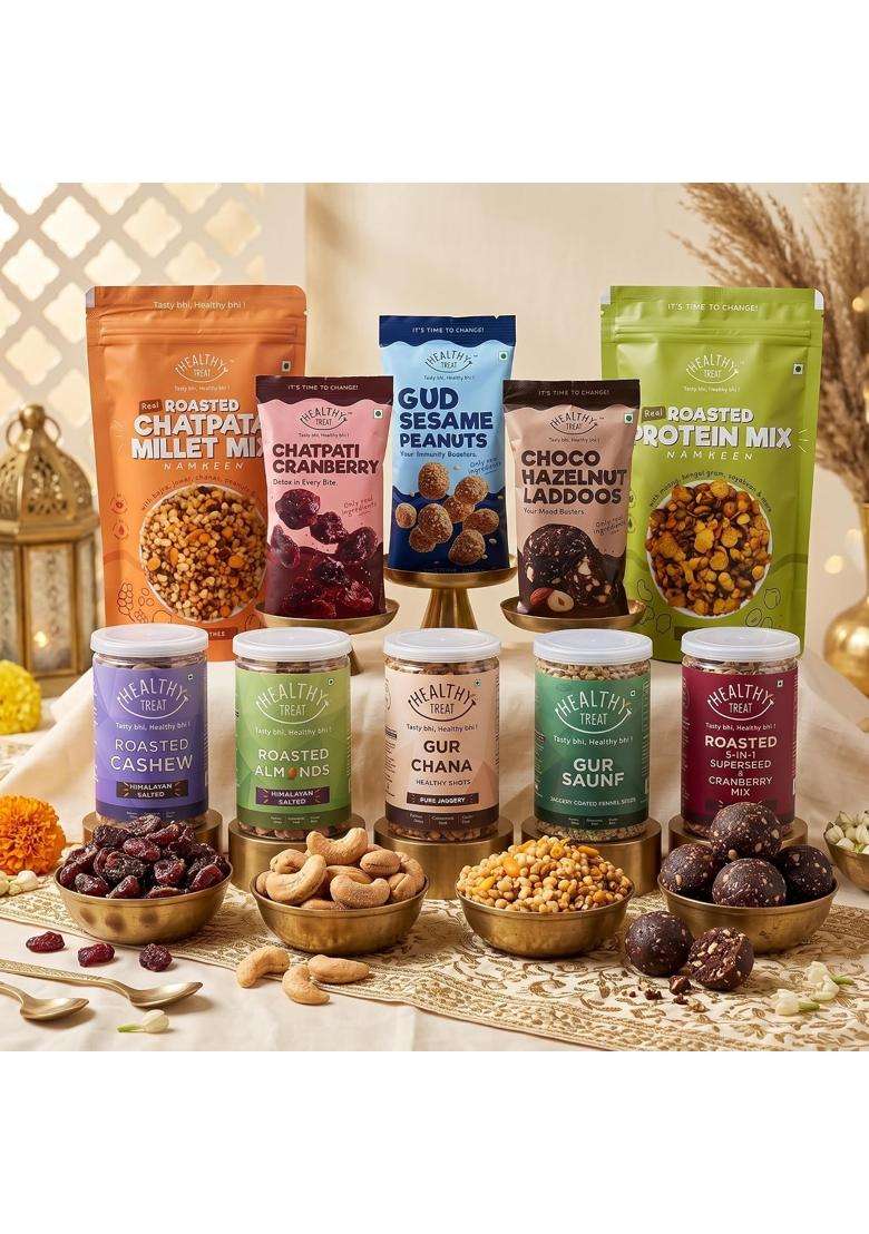 Healthy Treat Diwali Magic Gift Hamper Premium Festive Gift Box with Healthy Roasted Snacks - Indya