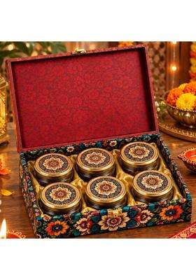 SSS SAB SE Special Diwali 6 Jar Dry Fruit Gift Hamper Floral Printed Gift Box with 6 Dry Fruit Jars