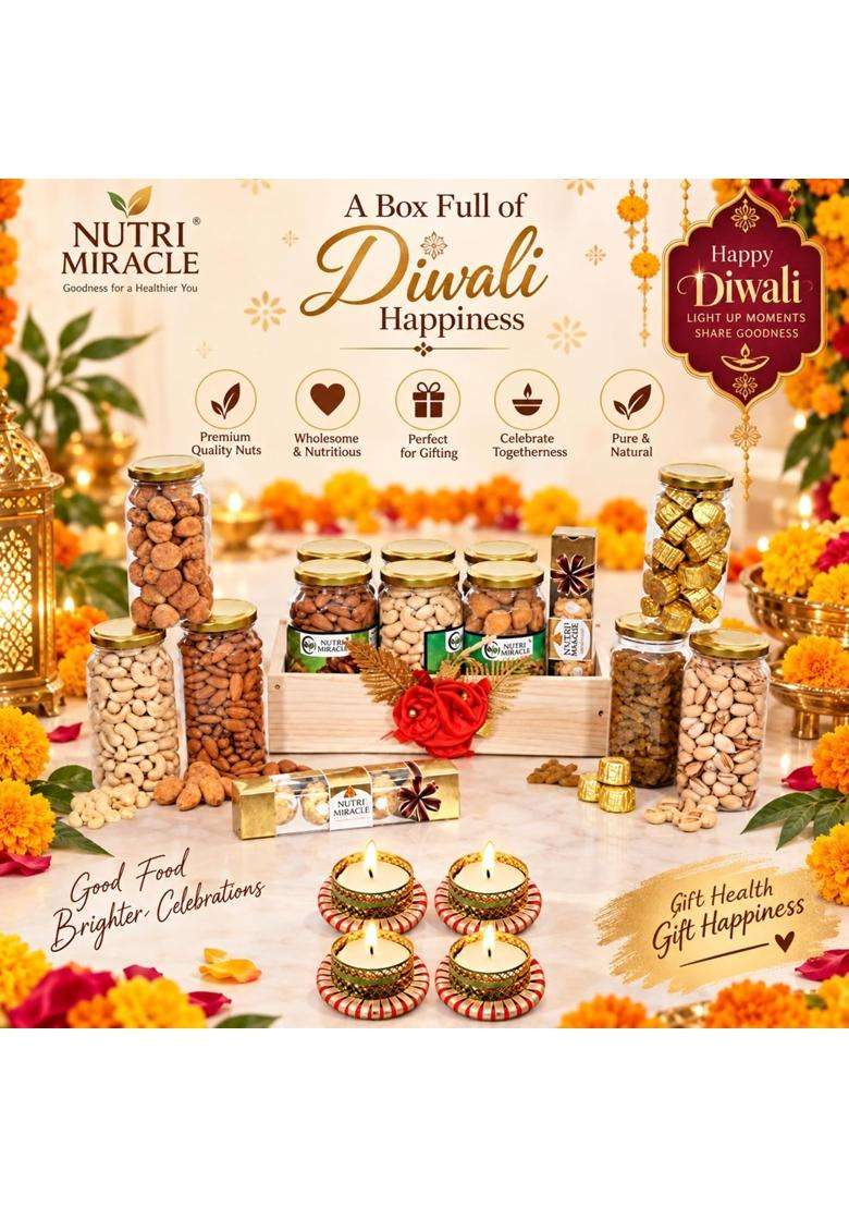Nutri Miracle Corporate Chocolate Dry Fruits Nuts Hamper Office Staff Corporate Gift - Indya