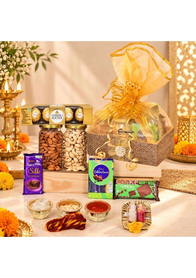 Nutri Miracle Bhaidooj Gift Hamper Chocolate and Dry Fruits Combo Pack - Indya