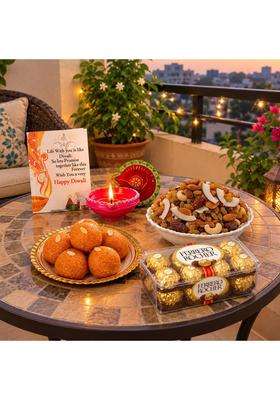 EG2i Multicolor Diwali Sweets Dry Fruits and Chocolate Gift Hamper Festive Diwali Gift Combo for Corporate