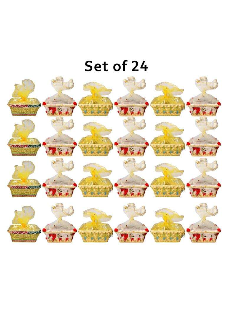 KYNA Net Decorative Fancy Gift Baskets Dry Fruit Packing Baskets Hamper Set for Wedding and Diwali Gifting - Indya