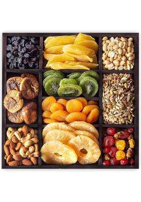 Hyperfoods Rawfruit Dry Fruit Gift Pack Tropical Fruits Dark Wood Gift Hamper