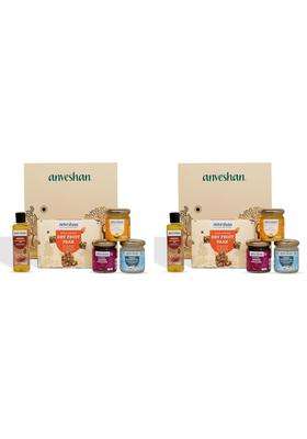 Anveshan Diwali Gift Hamper Dry Fruit Paak A2 Desi Cow Ghee Wood Pressed Groundnut Oil Pack of 2