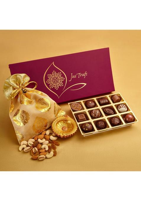 Jus Trufs Choco Dry Fruits Indulgence Diwali Chocolates and Dryfruits Hamper