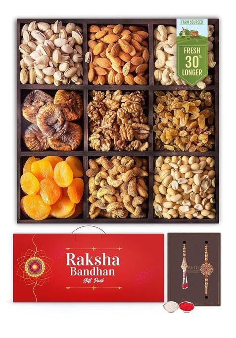 Hyperfoods Bhaiya Bhabhi Rakhi Set Rakhi Hamper for Brother and Bhabhi with Gift with Dry Fruit Basic