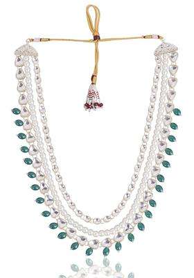 Jiyanshi Fashion Mens Kundan and Pearl Groom Necklace for Sherwani