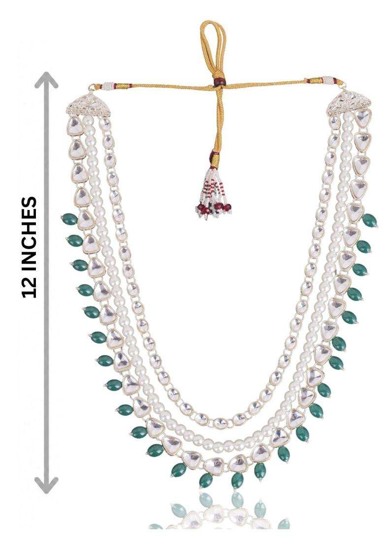 Jiyanshi Fashion Mens Kundan and Pearl Groom Necklace for Sherwani - Indya