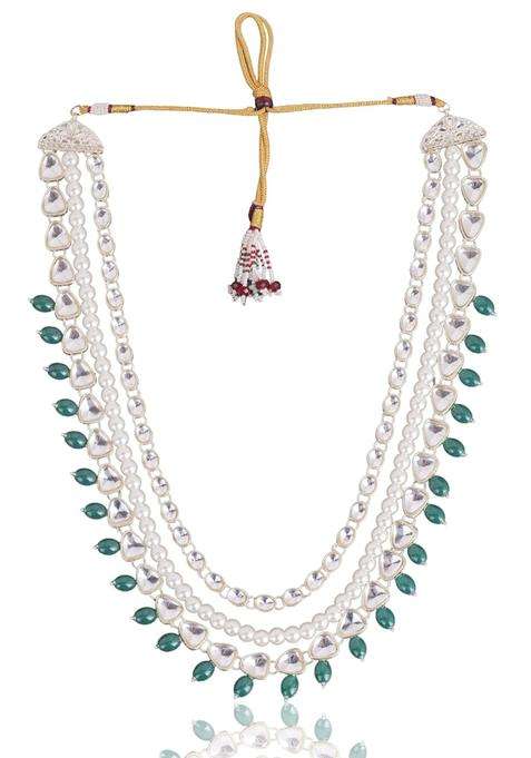 Jiyanshi Fashion Mens Kundan and Pearl Groom Necklace for Sherwani