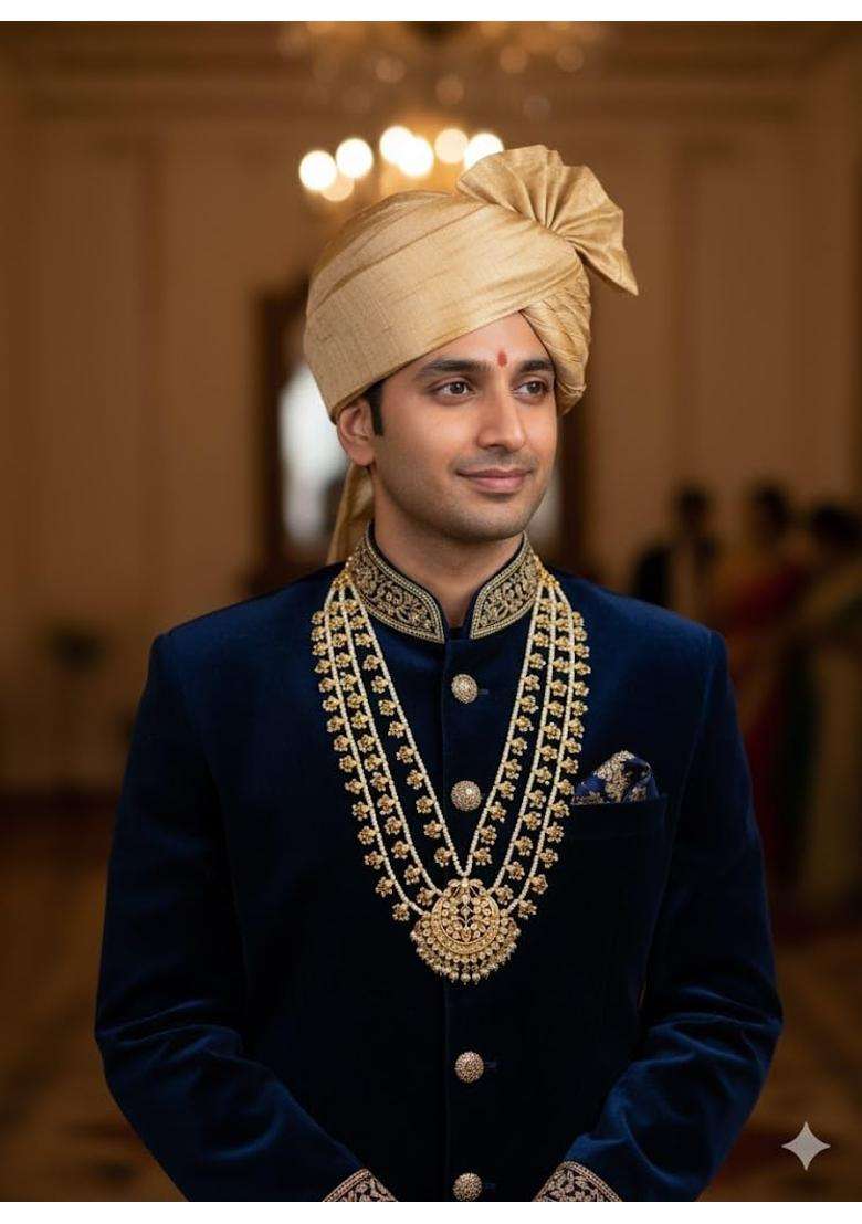 Jewellity Traditional Kundan Pearl Rani Haar Necklace Gold Plated Multi Strand Design with Centre Pendant - Indya