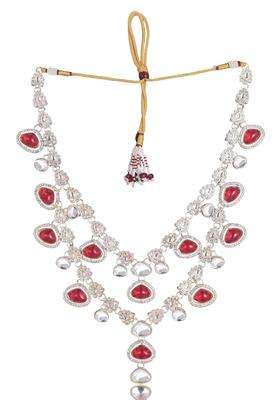 Jiyanshi Fashion Mens Emerald Green and Kundan Stone Groom Necklace