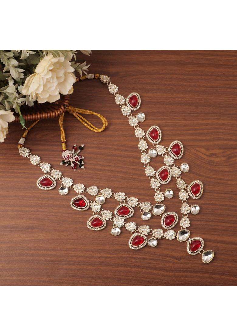 Jiyanshi Fashion Mens Emerald Green and Kundan Stone Groom Necklace - Indya