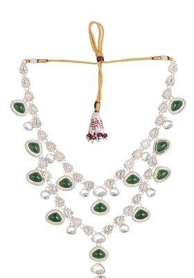Jiyanshi Fashion Mens Emerald Green and Kundan Stone Groom Necklace