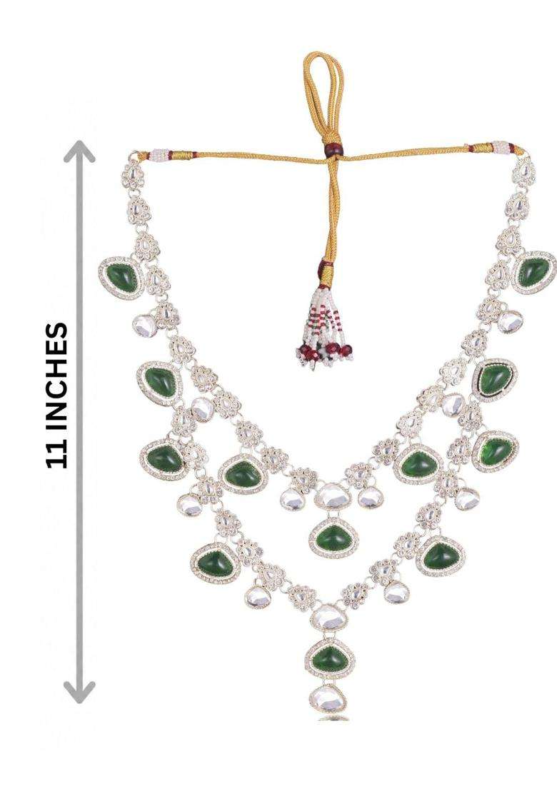 Jiyanshi Fashion Mens Emerald Green and Kundan Stone Groom Necklace - Indya