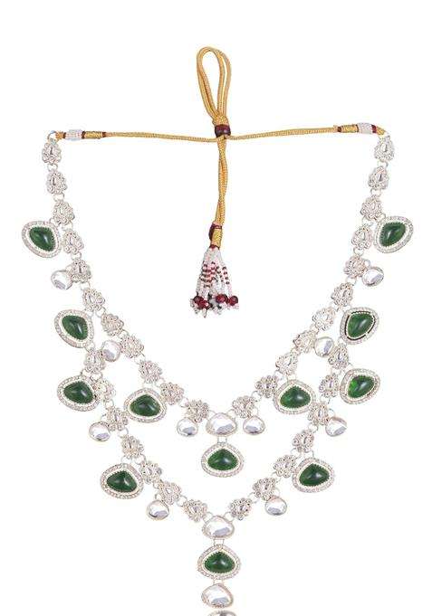 Jiyanshi Fashion Mens Emerald Green and Kundan Stone Groom Necklace