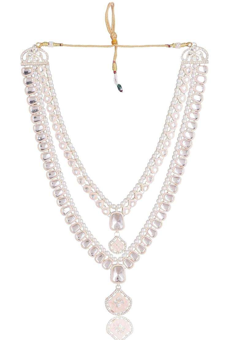Jiyanshi Fashion Peach Mens Kundan and Pearl Dulha Mala - Indya