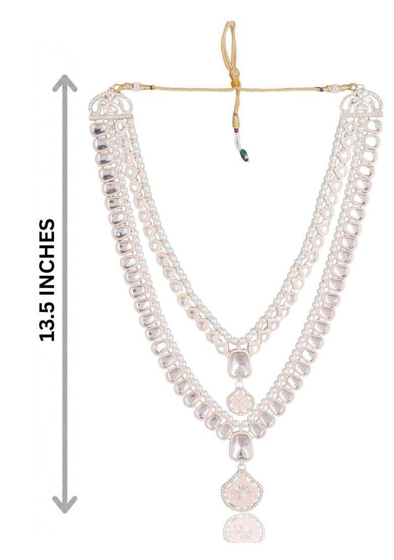Jiyanshi Fashion Peach Mens Kundan and Pearl Dulha Mala - Indya