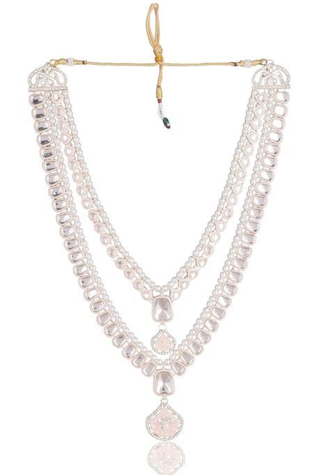 Jiyanshi Fashion Peach Mens Kundan and Pearl Dulha Mala