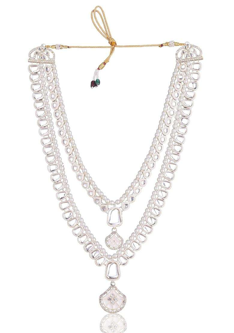 Jiyanshi Fashion White Mens Kundan and Pearl Dulha Mala - Indya