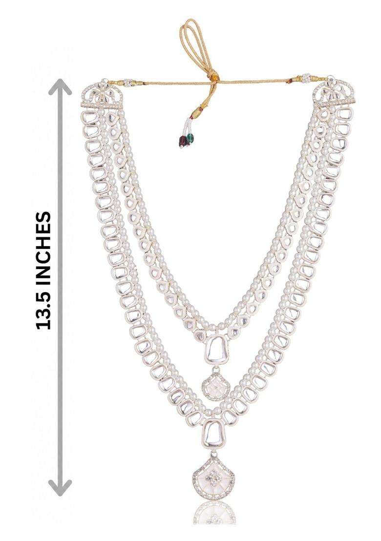 Jiyanshi Fashion White Mens Kundan and Pearl Dulha Mala - Indya