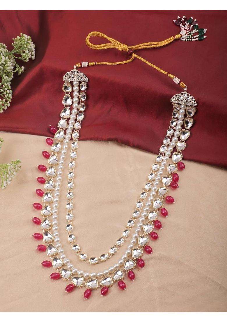 Jiyanshi Fashion Mens Royal Kundan and Pearl Dulha Mala for Sherwani - Indya