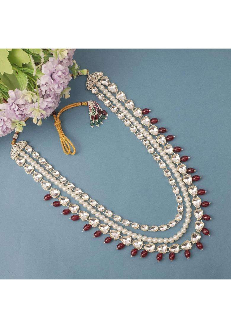 Jiyanshi Fashion Mens Royal Kundan and Pearl Dulha Mala for Sherwani - Indya