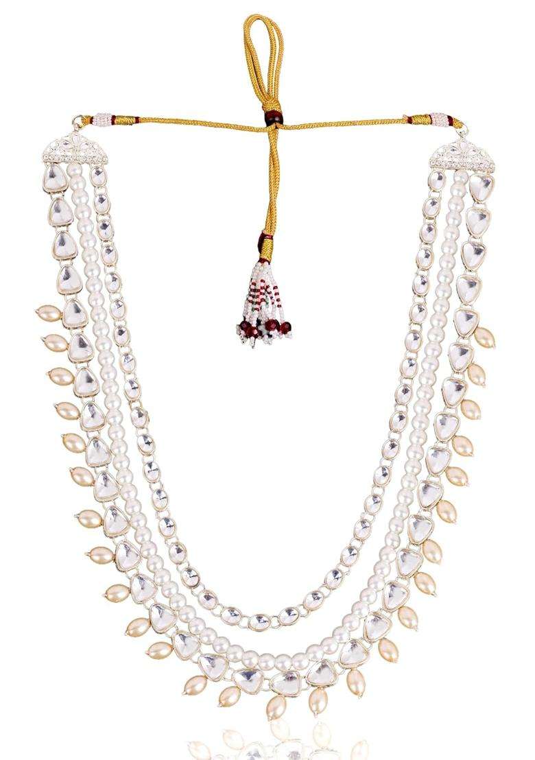 Jiyanshi Fashion Mens Royal Kundan and Pearl Dulha Mala for Sherwani - Indya